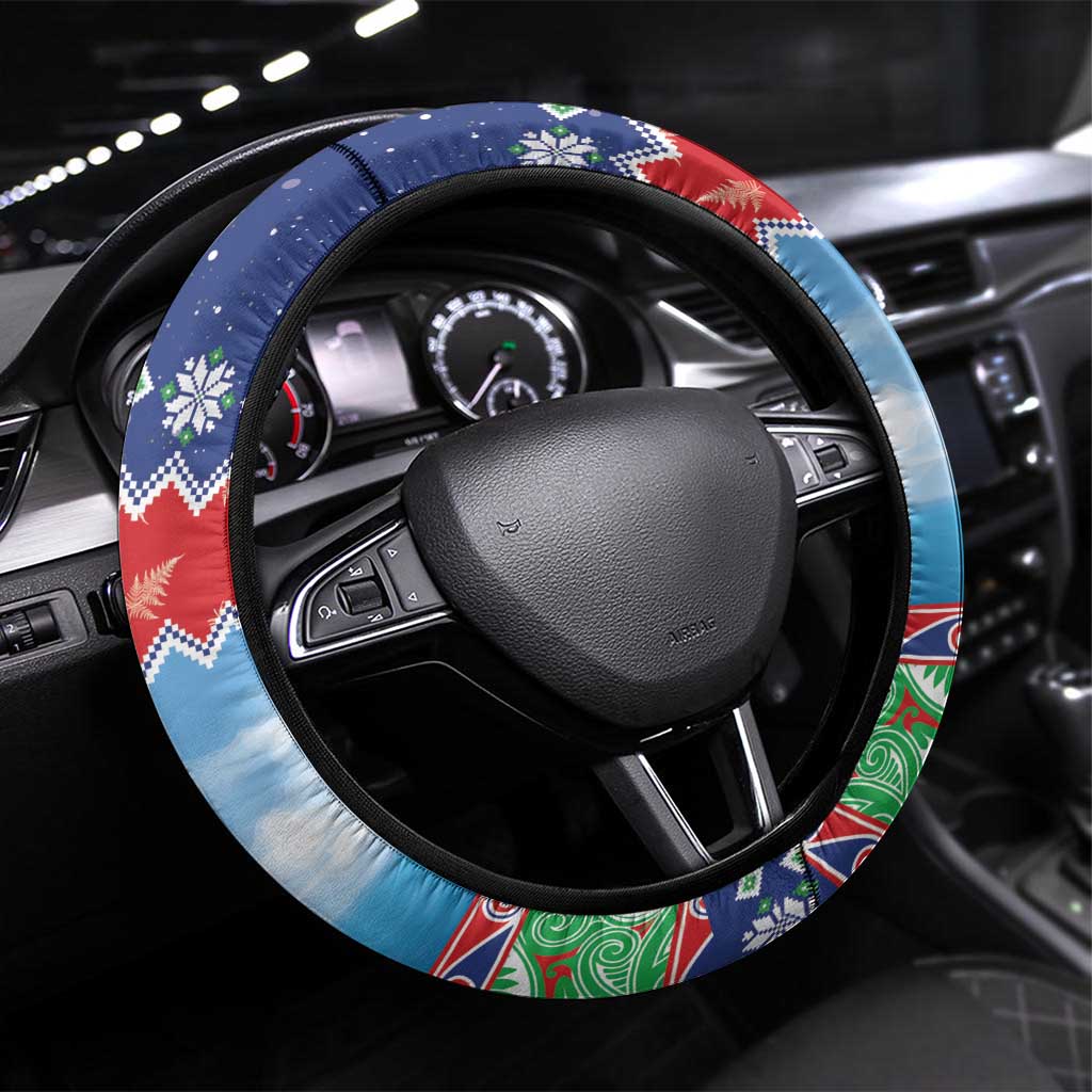 New Zealand Christmas Steering Wheel Cover Funny Jet Ride Kiwi Xmas - Polynesian Pride