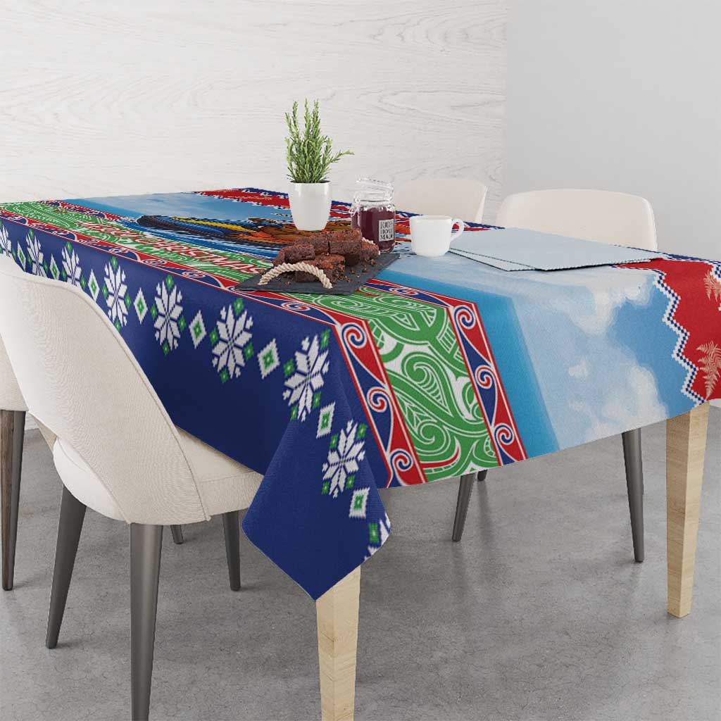 New Zealand Christmas Tablecloth Funny Jet Ride Kiwi Xmas - Polynesian Pride