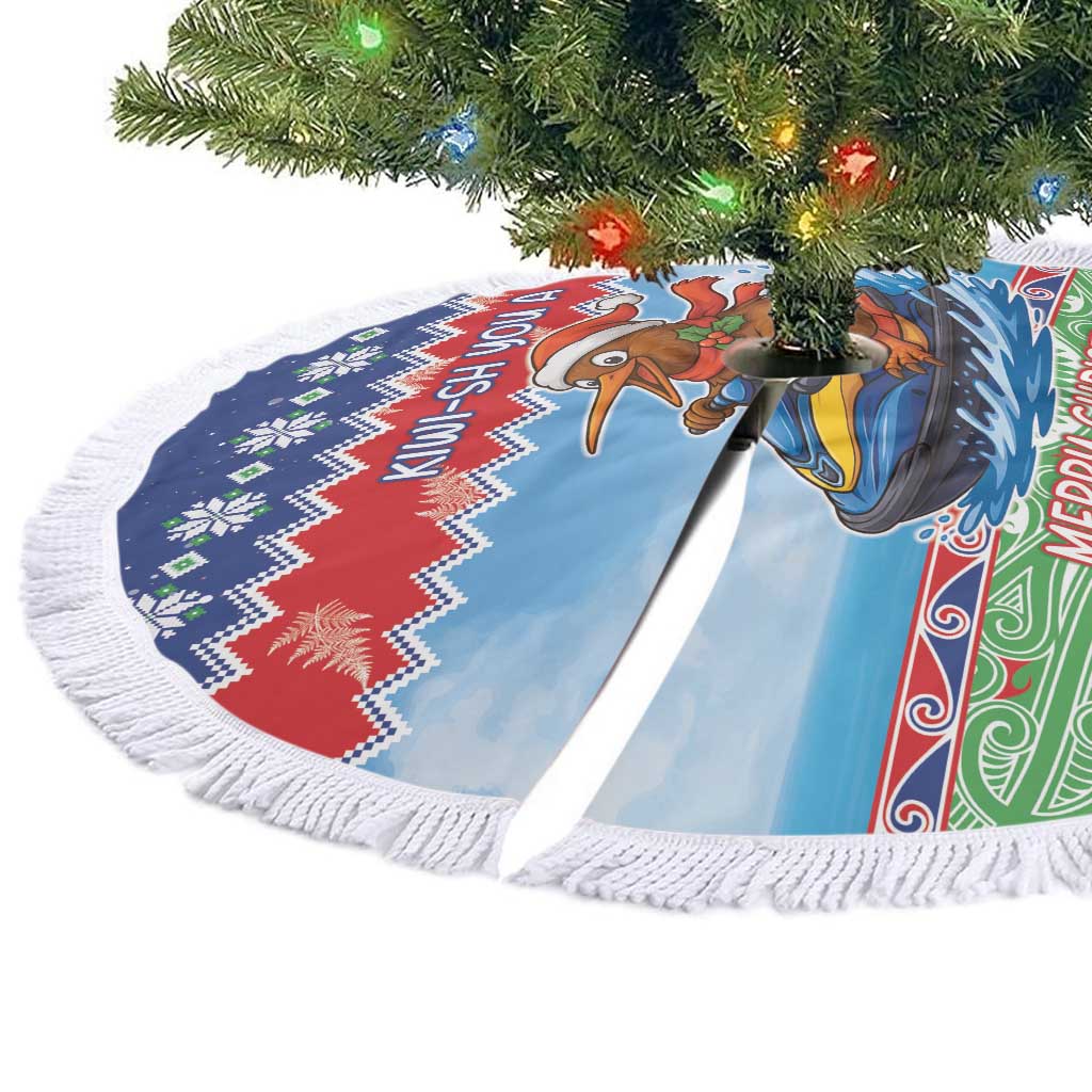 New Zealand Christmas Tree Skirt Funny Jet Ride Kiwi Xmas - Polynesian Pride