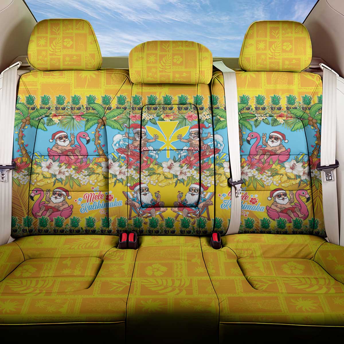 Hawaii Christmas Back Car Seat Cover Mele Kalikimaka Tropical Vibes - Polynesian Pride
