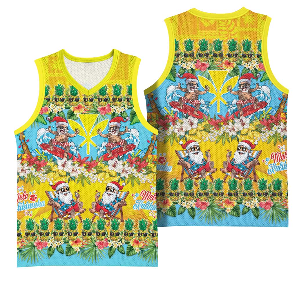 Hawaii Christmas Basketball Jersey Mele Kalikimaka Tropical Vibes - Polynesian Pride