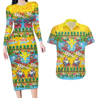 Hawaii Christmas Couples Matching Long Sleeve Bodycon Dress and Hawaiian Shirt Mele Kalikimaka Tropical Vibes LT05 Colorful - Polynesian Pride