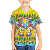 Hawaii Christmas Family Matching Long Sleeve Bodycon Dress and Hawaiian Shirt Mele Kalikimaka Tropical Vibes LT05 Son's Shirt Colorful - Polynesian Pride