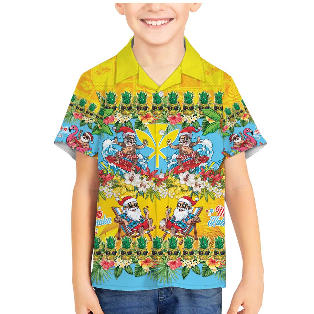 Hawaii Christmas Family Matching Mermaid Dress and Hawaiian Shirt Mele Kalikimaka Tropical Vibes LT05 Son's Shirt Colorful - Polynesian Pride
