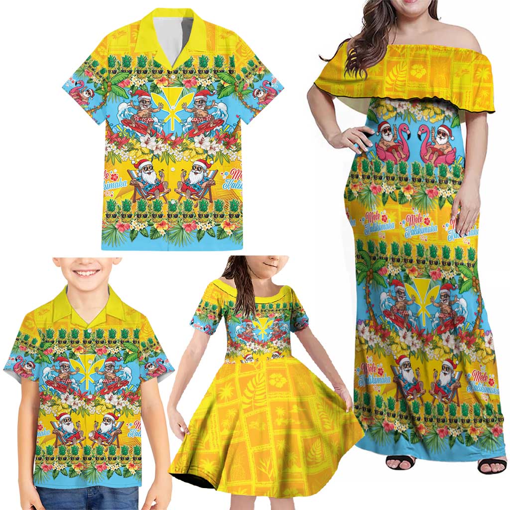 Hawaii Christmas Family Matching Off Shoulder Maxi Dress and Hawaiian Shirt Mele Kalikimaka Tropical Vibes LT05 - Polynesian Pride