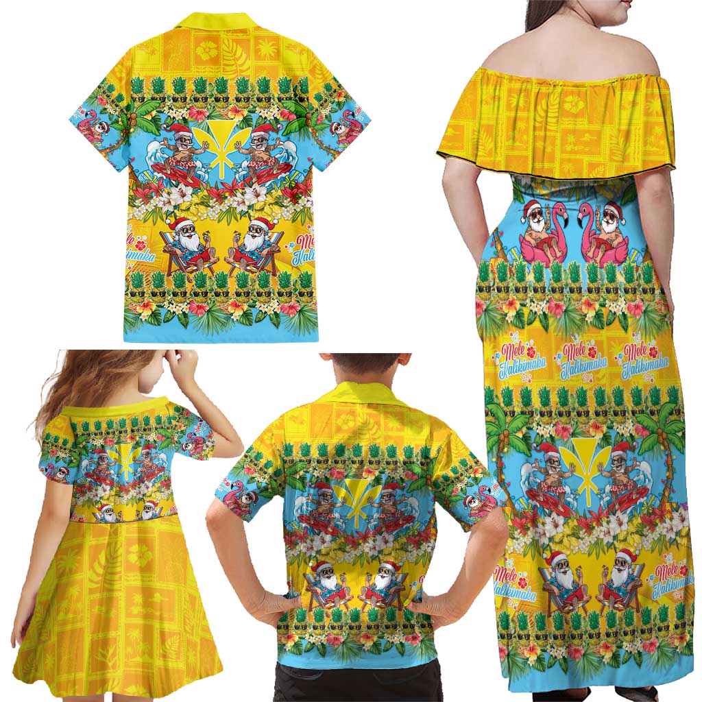 Hawaii Christmas Family Matching Off Shoulder Maxi Dress and Hawaiian Shirt Mele Kalikimaka Tropical Vibes LT05 - Polynesian Pride