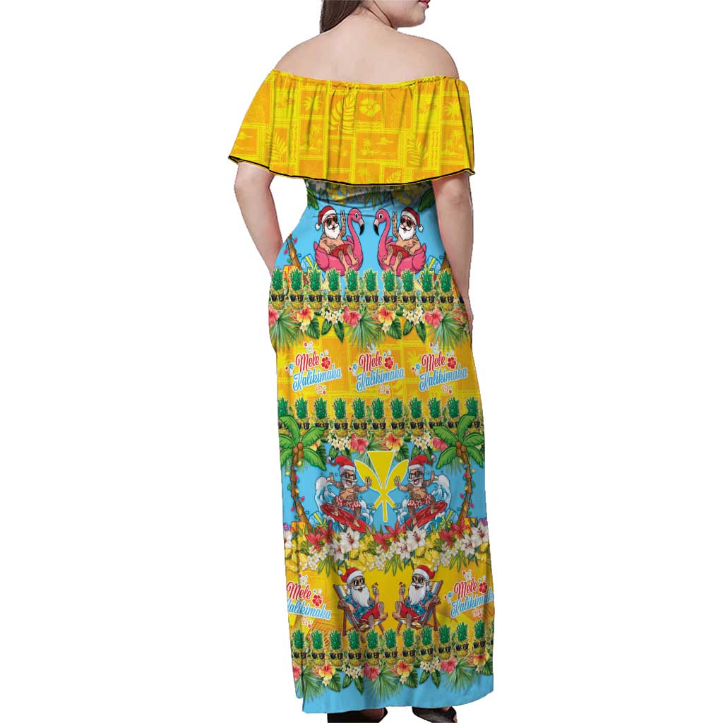 Hawaii Christmas Family Matching Off Shoulder Maxi Dress and Hawaiian Shirt Mele Kalikimaka Tropical Vibes LT05 - Polynesian Pride