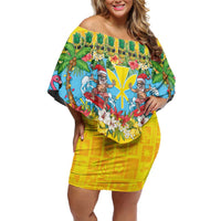 Hawaii Christmas Family Matching Off Shoulder Short Dress and Hawaiian Shirt Mele Kalikimaka Tropical Vibes LT05 Mom's Dress Colorful - Polynesian Pride