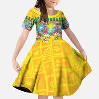Hawaii Christmas Family Matching Puletasi and Hawaiian Shirt Mele Kalikimaka Tropical Vibes LT05 Daughter's Dress Colorful - Polynesian Pride