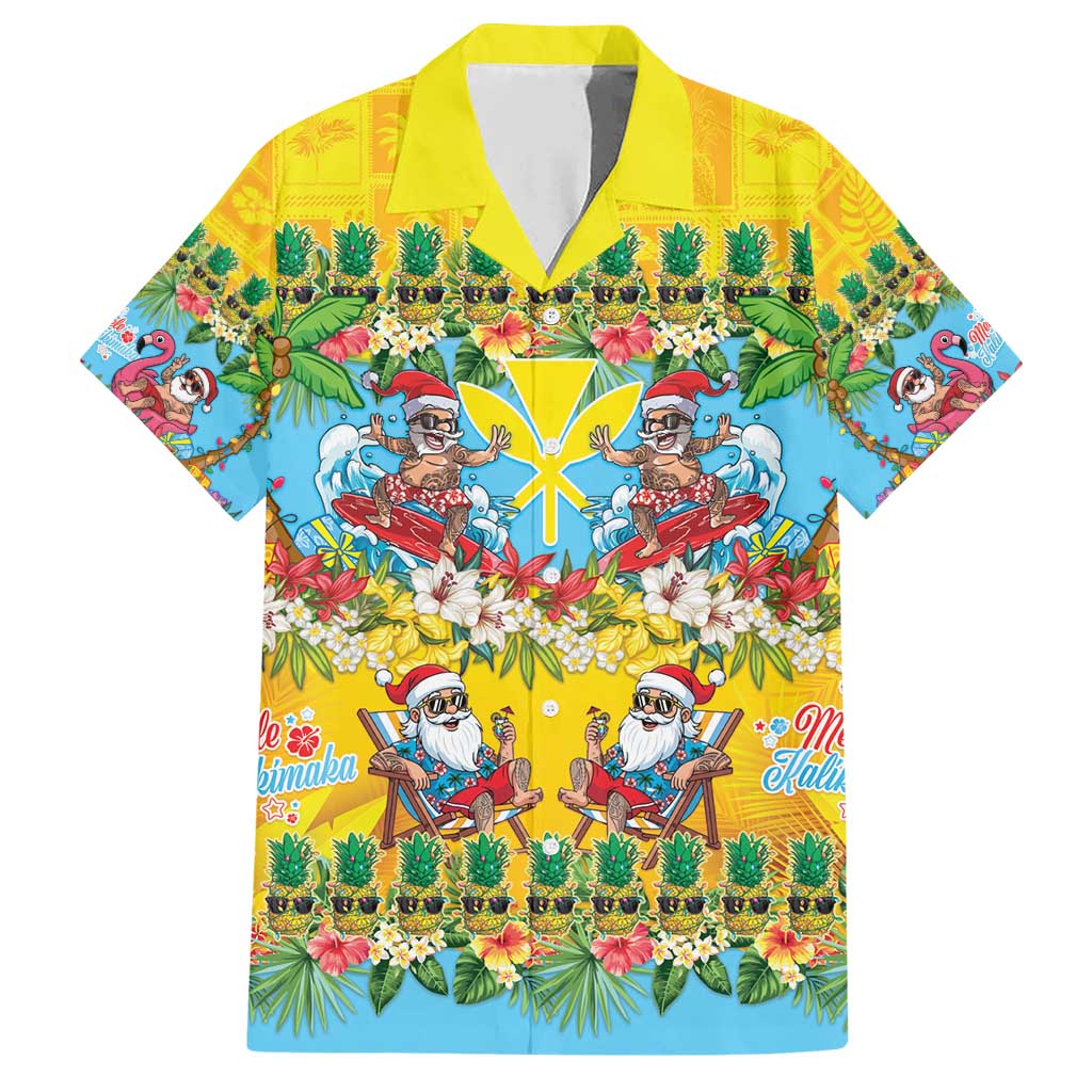 Hawaii Christmas Family Matching Short Sleeve Bodycon Dress and Hawaiian Shirt Mele Kalikimaka Tropical Vibes LT05 Dad's Shirt - Short Sleeve Colorful - Polynesian Pride