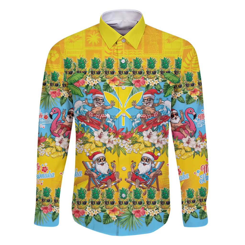 Hawaii Christmas Family Matching Short Sleeve Bodycon Dress and Hawaiian Shirt Mele Kalikimaka Tropical Vibes LT05 Dad's Shirt - Long Sleeve Colorful - Polynesian Pride