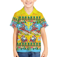Hawaii Christmas Family Matching Short Sleeve Bodycon Dress and Hawaiian Shirt Mele Kalikimaka Tropical Vibes LT05 Son's Shirt Colorful - Polynesian Pride