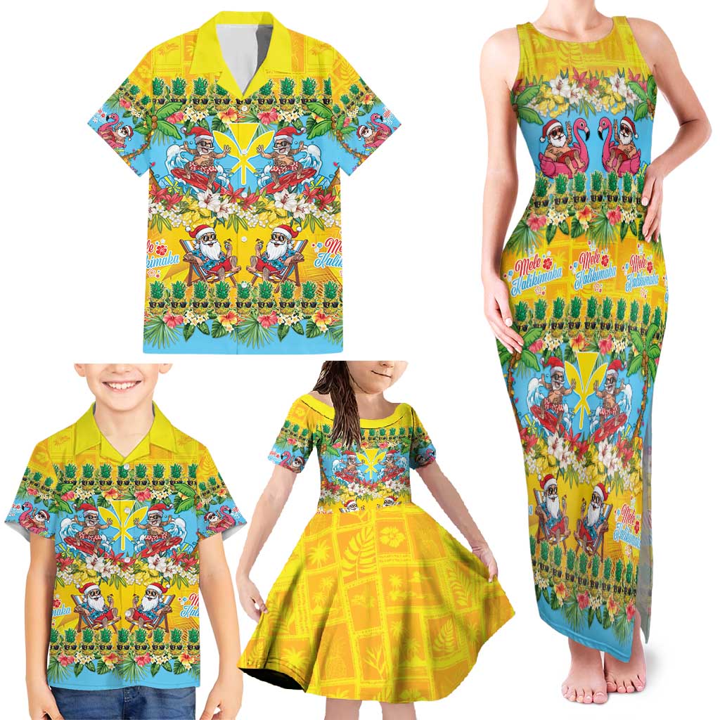 Hawaii Christmas Family Matching Tank Maxi Dress and Hawaiian Shirt Mele Kalikimaka Tropical Vibes LT05 - Polynesian Pride