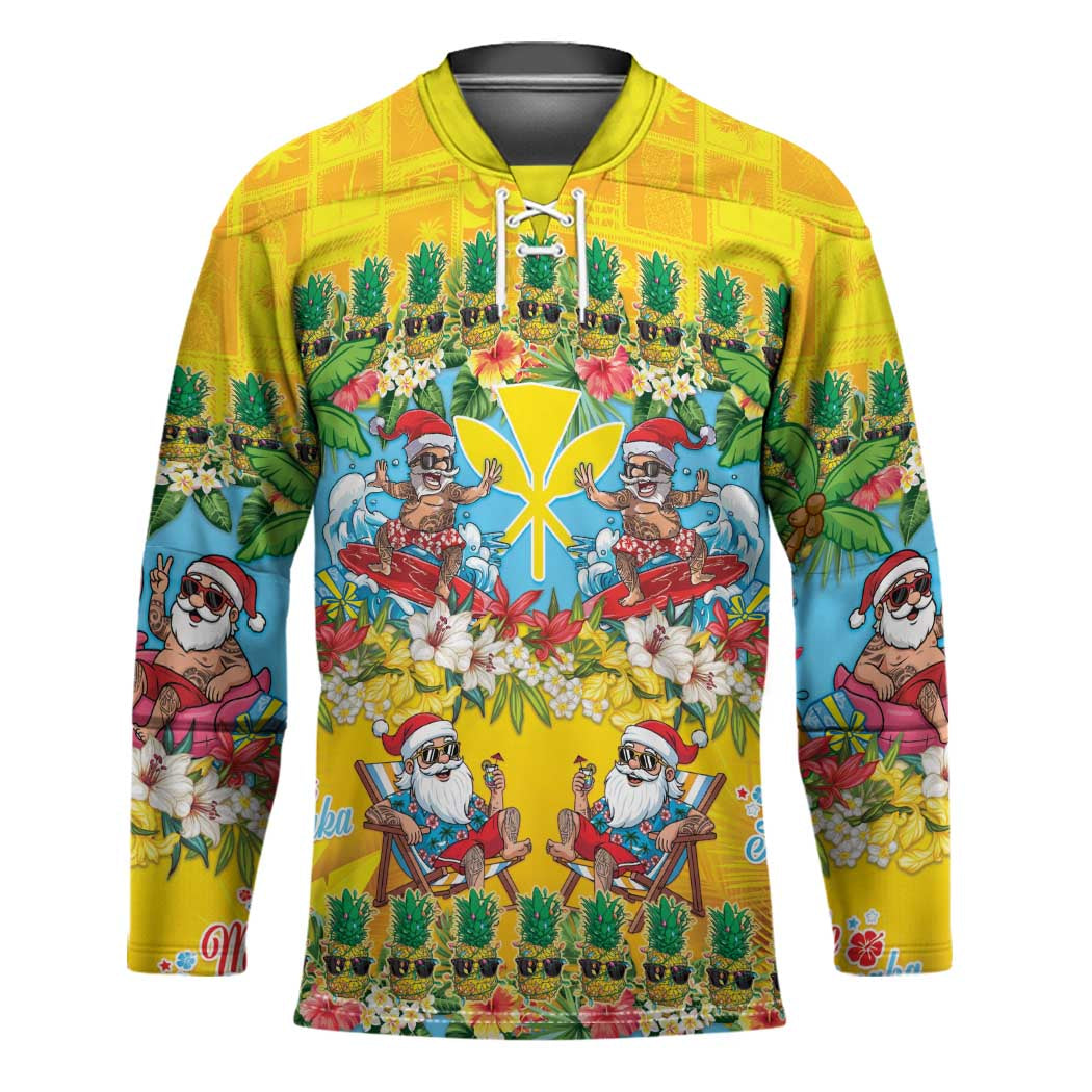 Hawaii Christmas Hockey Jersey Mele Kalikimaka Tropical Vibes - Polynesian Pride