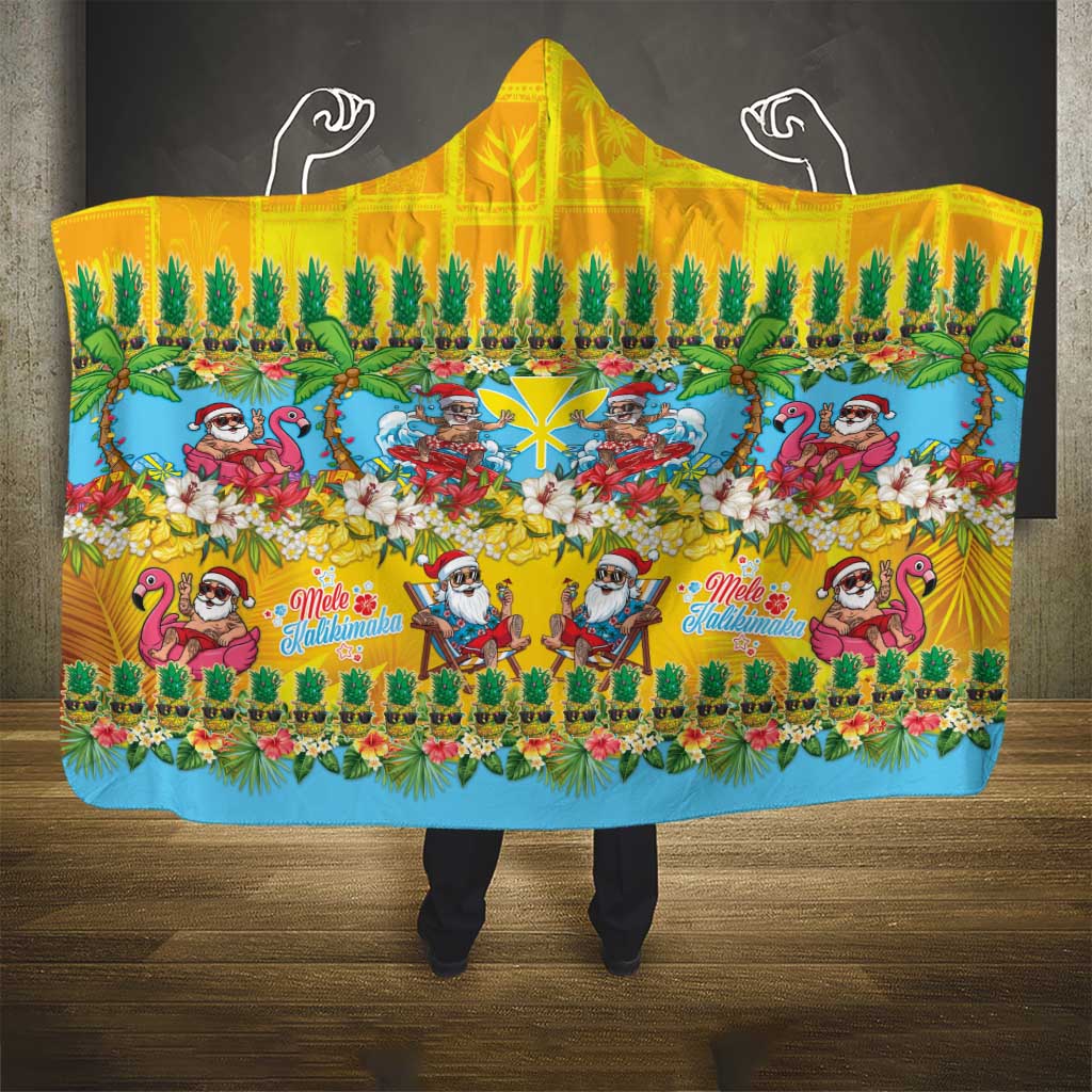Hawaii Christmas Hooded Blanket Mele Kalikimaka Tropical Vibes - Polynesian Pride