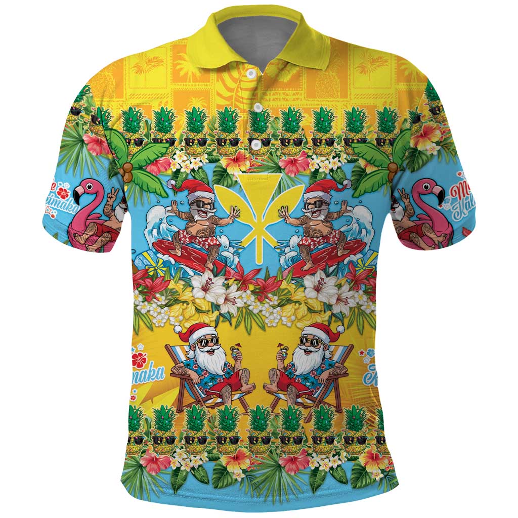 Hawaii Christmas Polo Shirt Mele Kalikimaka Tropical Vibes - Polynesian Pride