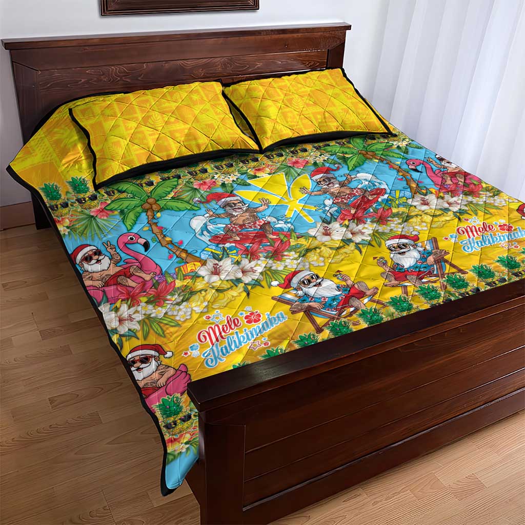 Hawaii Christmas Quilt Bed Set Mele Kalikimaka Tropical Vibes - Polynesian Pride