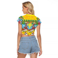 Hawaii Christmas Raglan Cropped T Shirt Mele Kalikimaka Tropical Vibes - Polynesian Pride