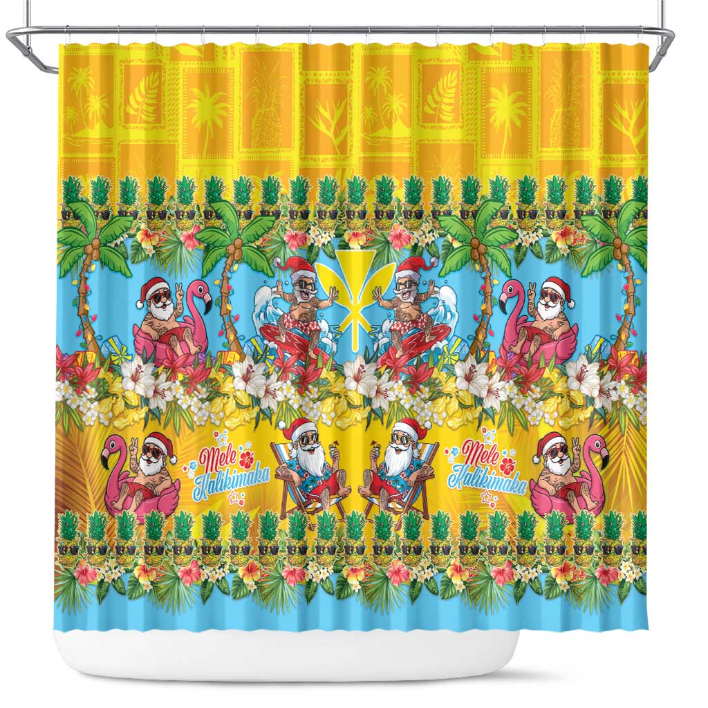 Hawaii Christmas Shower Curtain Mele Kalikimaka Tropical Vibes - Polynesian Pride