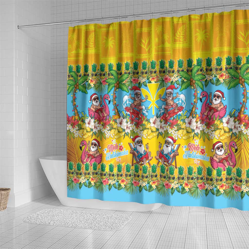 Hawaii Christmas Shower Curtain Mele Kalikimaka Tropical Vibes - Polynesian Pride