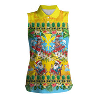 Hawaii Christmas Women Sleeveless Polo Shirt Mele Kalikimaka Tropical Vibes - Polynesian Pride