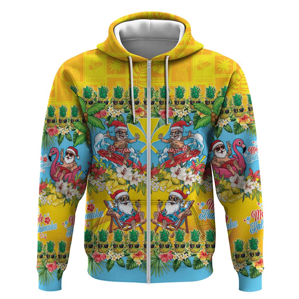 Hawaii Christmas Zip Hoodie Mele Kalikimaka Tropical Vibes - Polynesian Pride