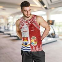 Personalised Tonga And Kiribati Men Tank Top Coat Of Arms Polynesian Pattern LT05 Red - Polynesian Pride