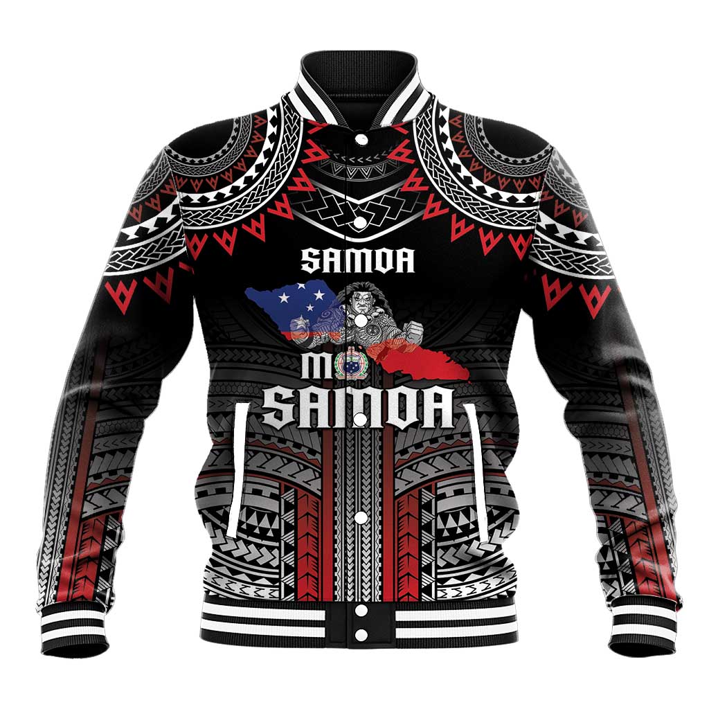 Personalised Samoa Black Saturday Baseball Jacket Samoan Warrior Tribal Pattern