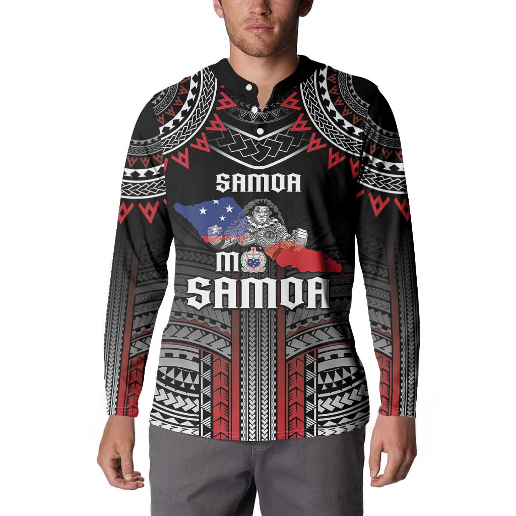 Personalised Samoa Black Saturday Button Sweatshirt Samoan Warrior Tribal Pattern