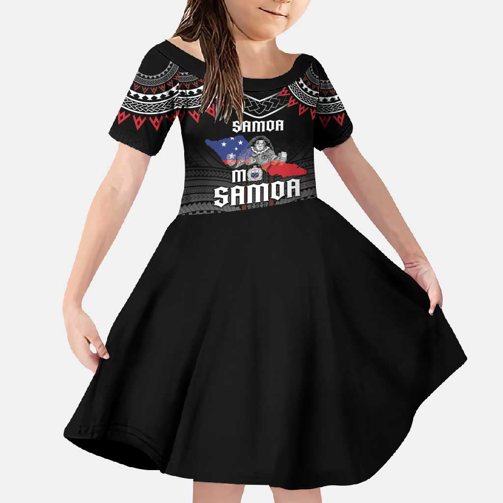 Personalised Samoa Black Saturday Family Matching Mermaid Dress and Hawaiian Shirt Samoan Warrior Tribal Pattern
