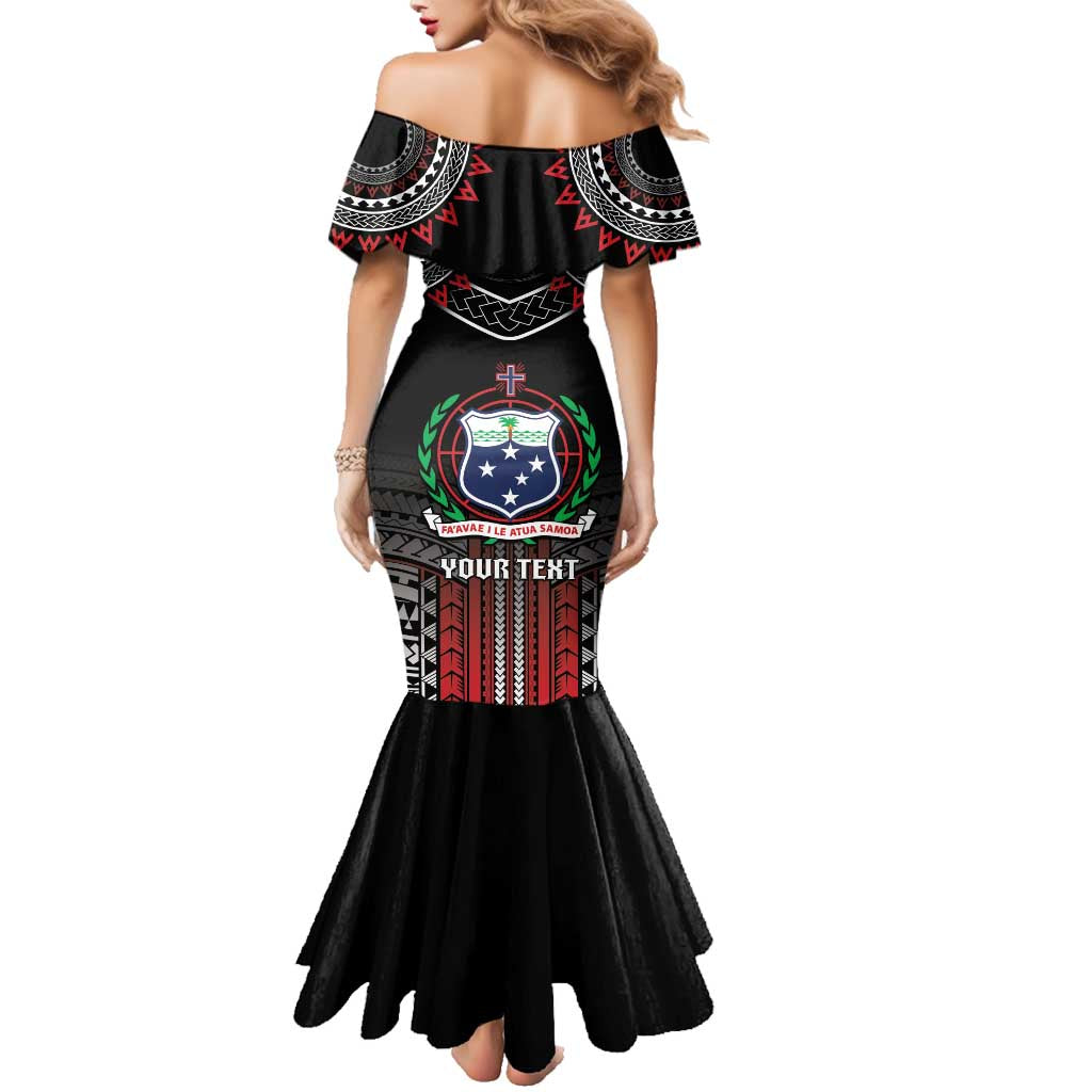 Personalised Samoa Black Saturday Family Matching Mermaid Dress and Hawaiian Shirt Samoan Warrior Tribal Pattern