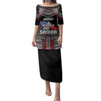 Personalised Samoa Black Saturday Family Matching Puletasi and Hawaiian Shirt Samoan Warrior Tribal Pattern