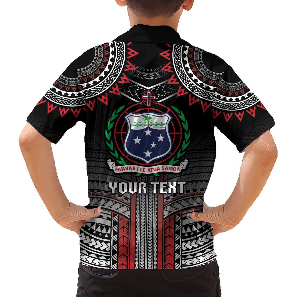 Personalised Samoa Black Saturday Family Matching Short Sleeve Bodycon Dress and Hawaiian Shirt Samoan Warrior Tribal Pattern