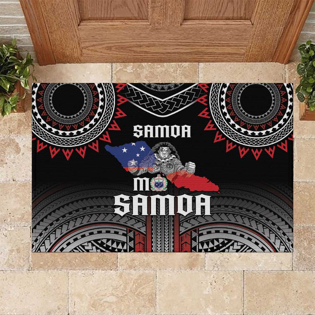 Samoa Black Saturday Rubber Doormat Samoan Warrior Tribal Pattern