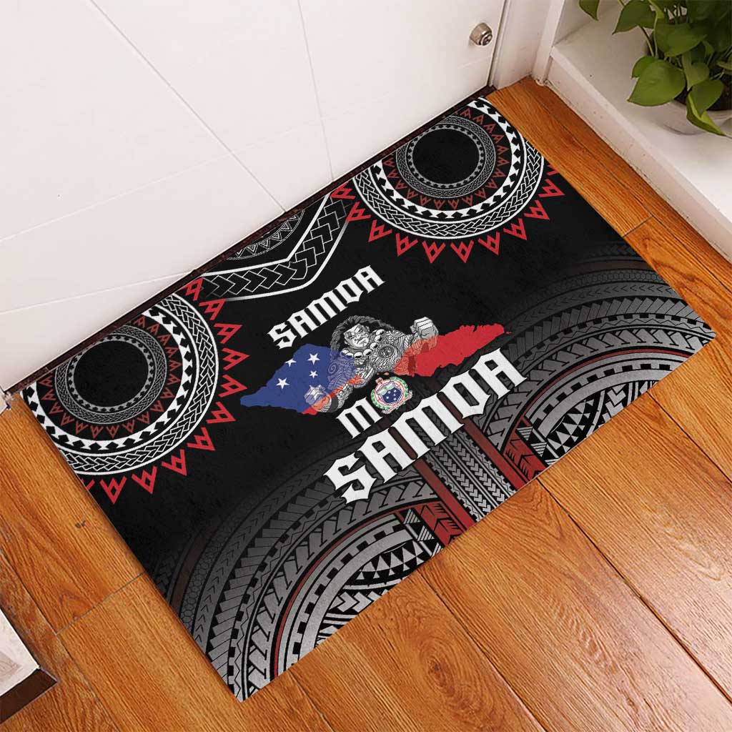 Samoa Black Saturday Rubber Doormat Samoan Warrior Tribal Pattern