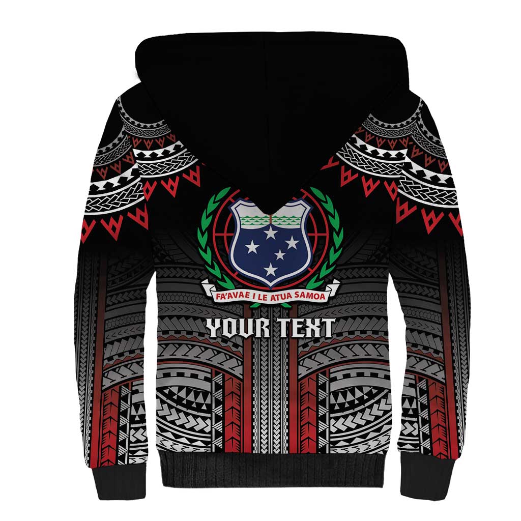Personalised Samoa Black Saturday Sherpa Hoodie Samoan Warrior Tribal Pattern