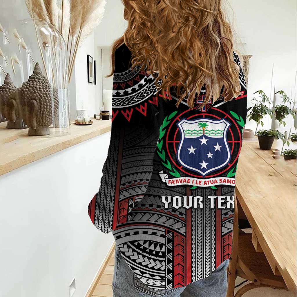 Personalised Samoa Black Saturday Women Casual Shirt Samoan Warrior Tribal Pattern
