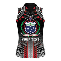 Personalised Samoa Black Saturday Women Sleeveless Polo Shirt Samoan Warrior Tribal Pattern