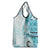 Samoa Siapo Pattern With Teal Hibiscus Grocery Bag