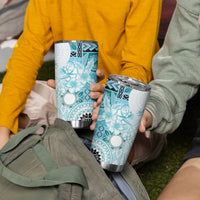 Samoa Siapo Pattern With Teal Hibiscus Tumbler Cup