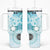 Samoa Siapo Pattern With Teal Hibiscus Tumbler With Handle