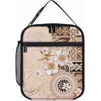 Samoa Siapo Pattern With Beige Hibiscus Lunch Bag