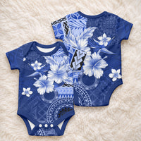 Samoa Siapo Pattern With Navy Hibiscus Baby Onesie LT05 - Polynesian Pride