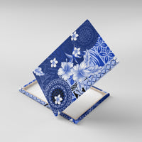 Samoa Siapo Pattern With Navy Hibiscus Canvas Wall Art
