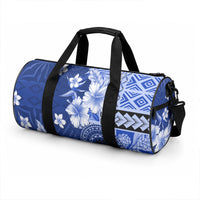 Samoa Siapo Pattern With Navy Hibiscus Duffle Bag LT05 - Polynesian Pride
