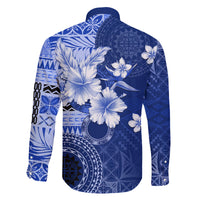 Samoa Siapo Pattern With Navy Hibiscus Family Matching Mermaid Dress and Hawaiian Shirt LT05 - Polynesian Pride