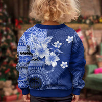 Samoa Siapo Pattern With Navy Hibiscus Kid Ugly Christmas Sweater