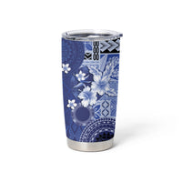 Samoa Siapo Pattern With Navy Hibiscus Tumbler Cup