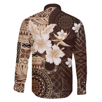 Samoa Siapo Pattern With Brown Hibiscus Family Matching Mermaid Dress and Hawaiian Shirt LT05 - Polynesian Pride