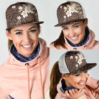 Samoa Siapo Pattern With Brown Hibiscus Mesh Trucker Cap - Polynesian Pride